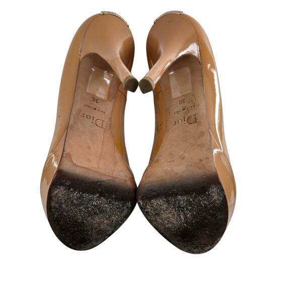 Christian Dior Pumps Women 8 38 Miss Dior Peep-Toe Platform Beige Patent Leather - Picture 11 of 14